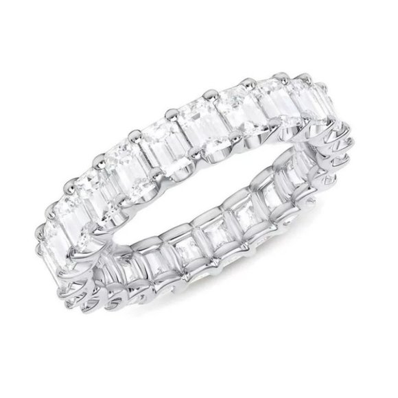 New Silver Baguette Diamond Eternity Ring - Picture 2 of 5